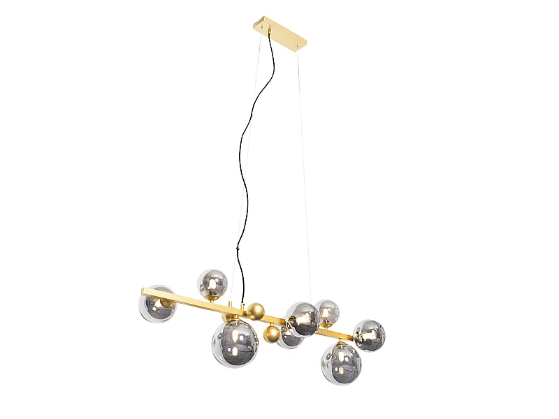 Suspension Art déco dorée avec verre fumé 8 lumières - David