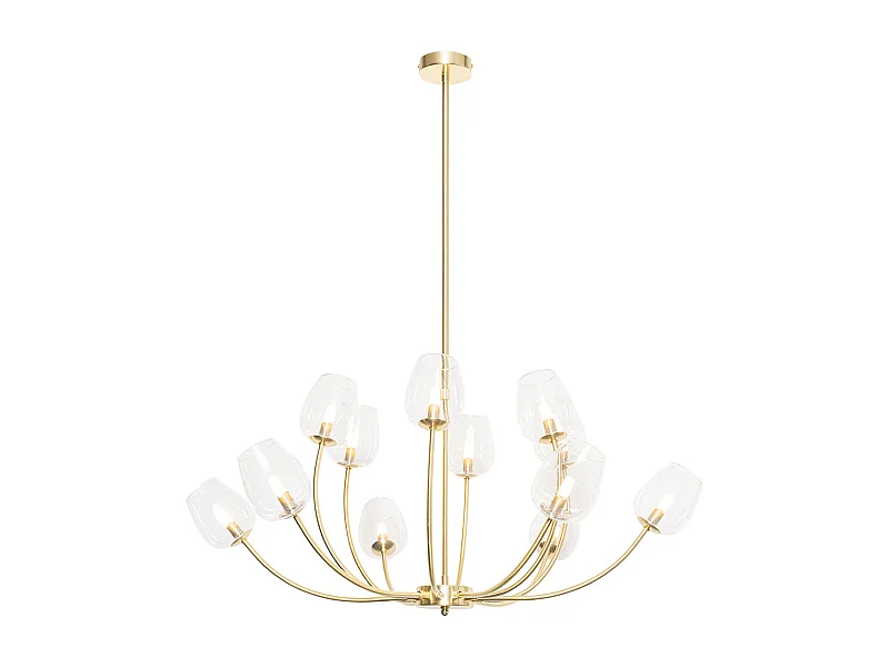 Suspension classique or avec verre 12 lumières - Elien