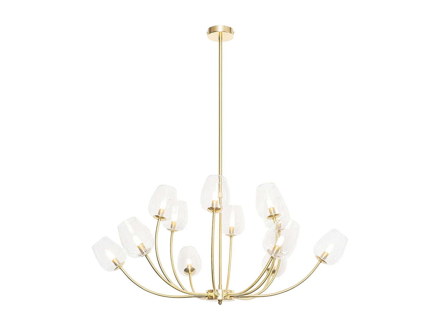 Suspension classique or avec verre 12 lumières - Elien