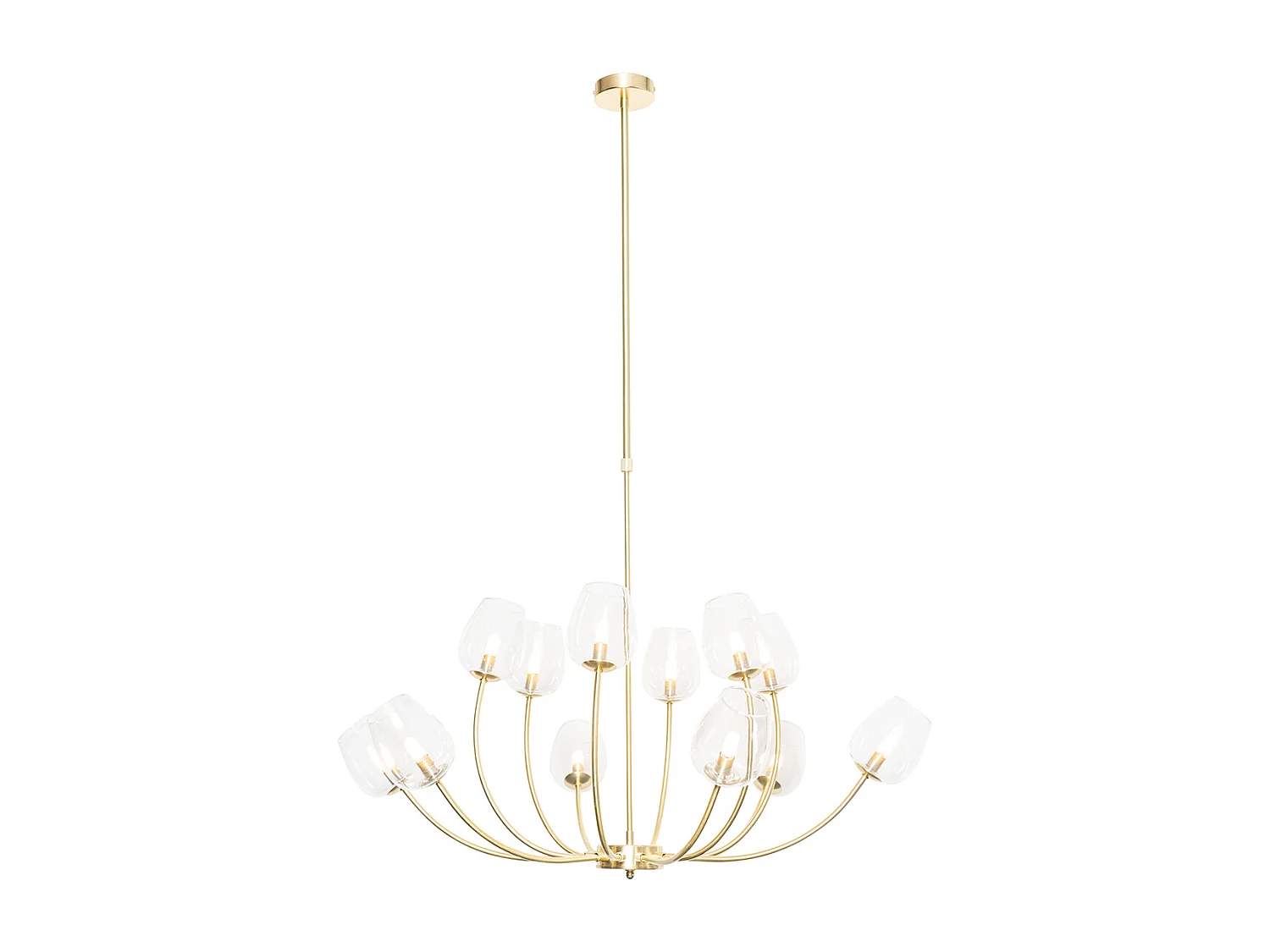 Suspension classique dorée avec verre 12 lumières - Elien
