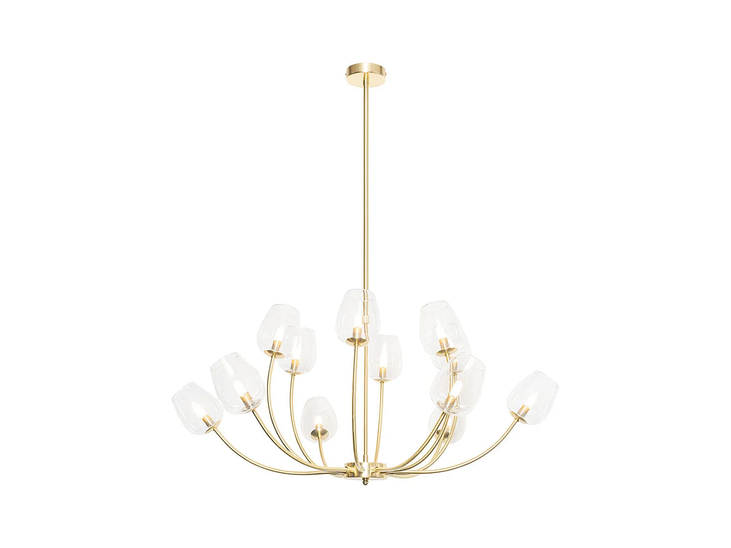 Suspension classique or avec verre 12 lumières - Elien