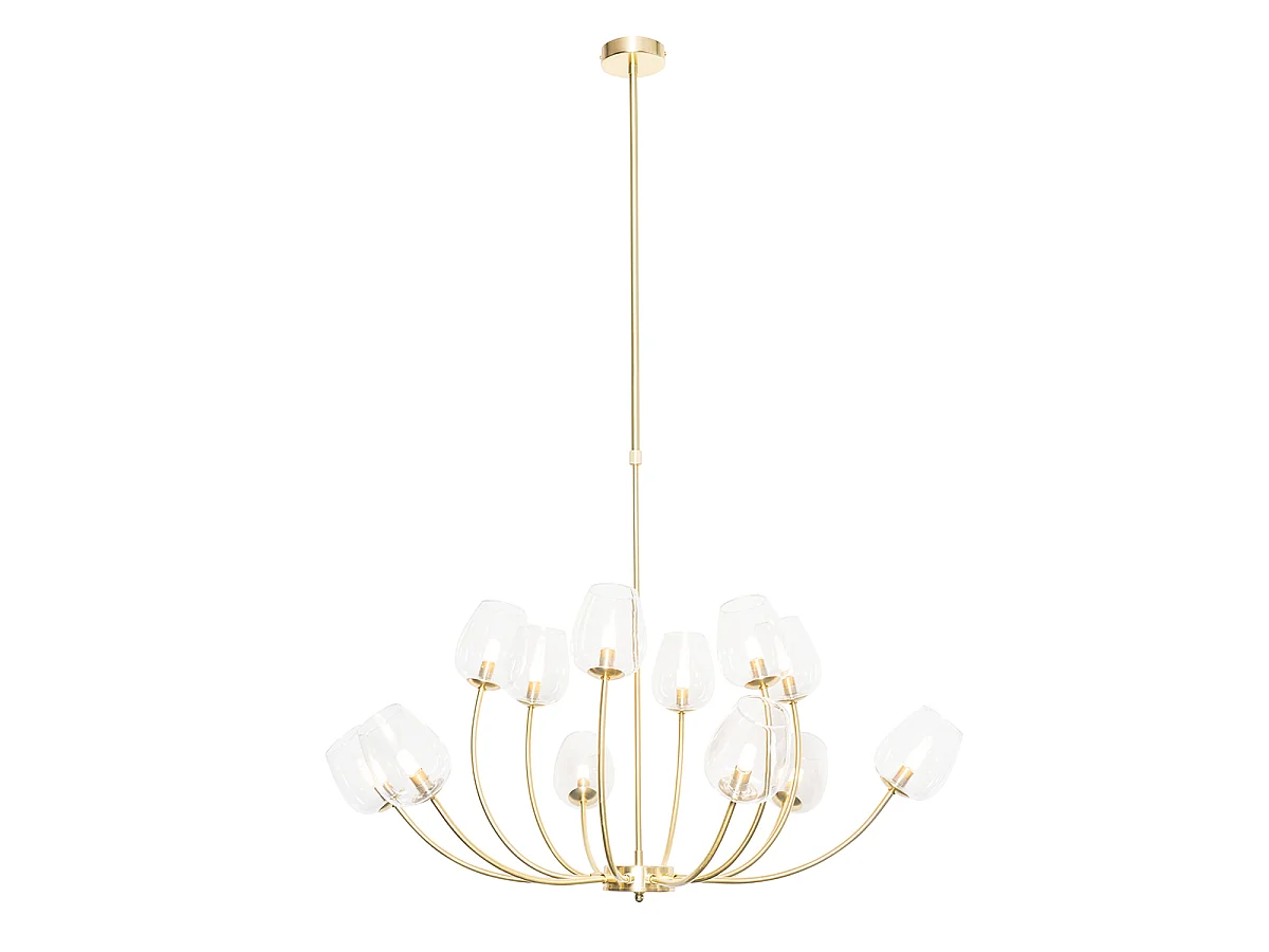 Suspension classique dorée avec verre 12 lumières - Elien