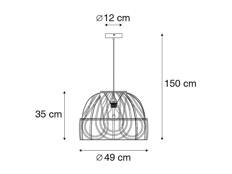 Suspension orientale en rotin 49 cm - Michelle