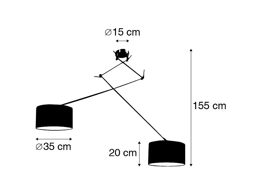 Lampe à suspension acier avec abat-jour 35 cm blanc réglable - Blitz II