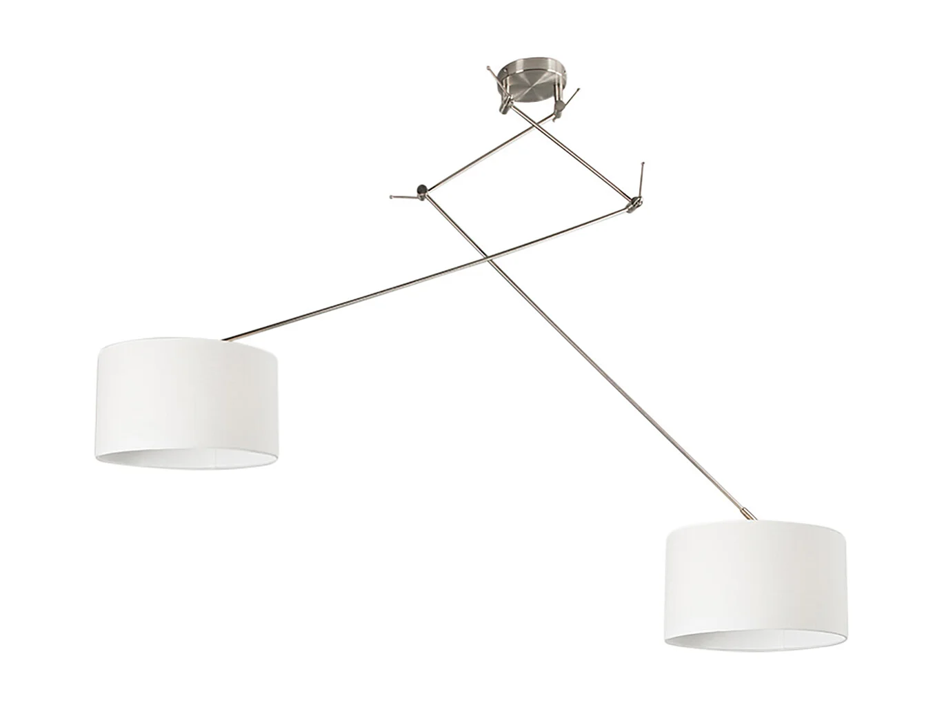 Lampe à suspension acier avec abat-jour 35 cm blanc réglable - Blitz II