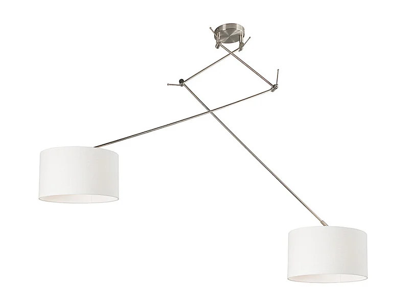 Lampe à suspension acier avec abat-jour 35 cm blanc réglable - Blitz II