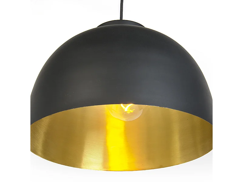 Suspension noire avec intérieur en laiton 40 cm - Hoodi