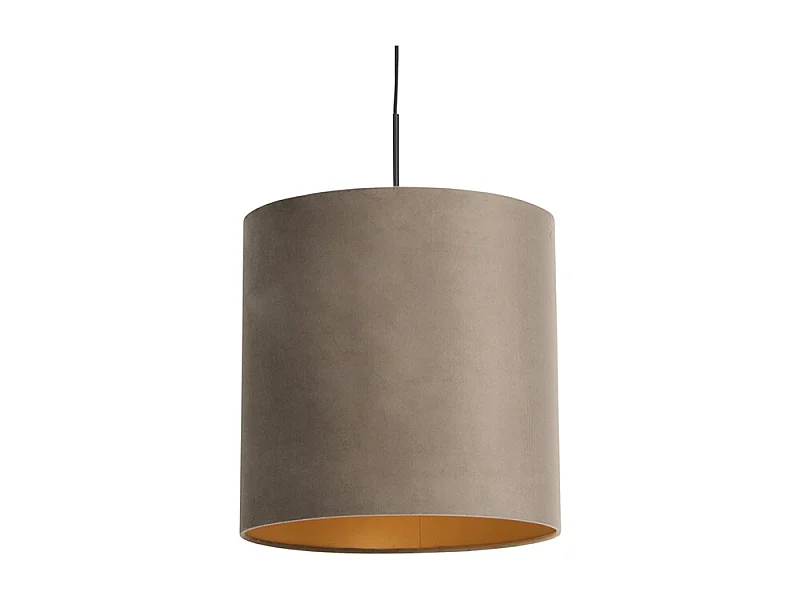 Suspension avec abat-jour velours taupe et or 40 cm - Combi