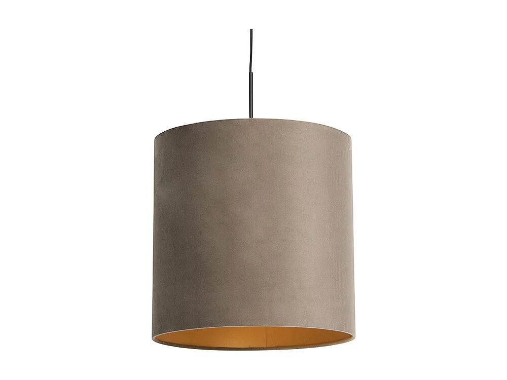 Suspension avec abat-jour velours taupe et or 40 cm - Combi