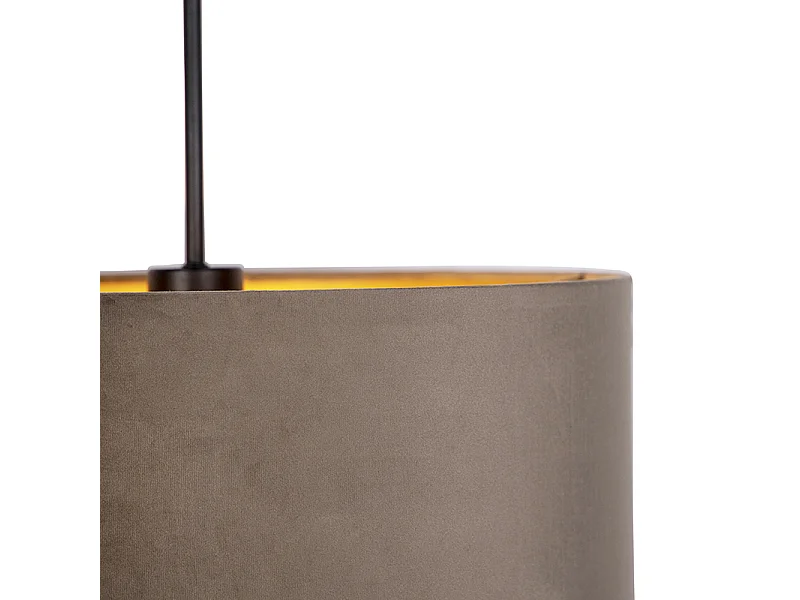 Suspension avec abat-jour velours taupe et or 40 cm - Combi