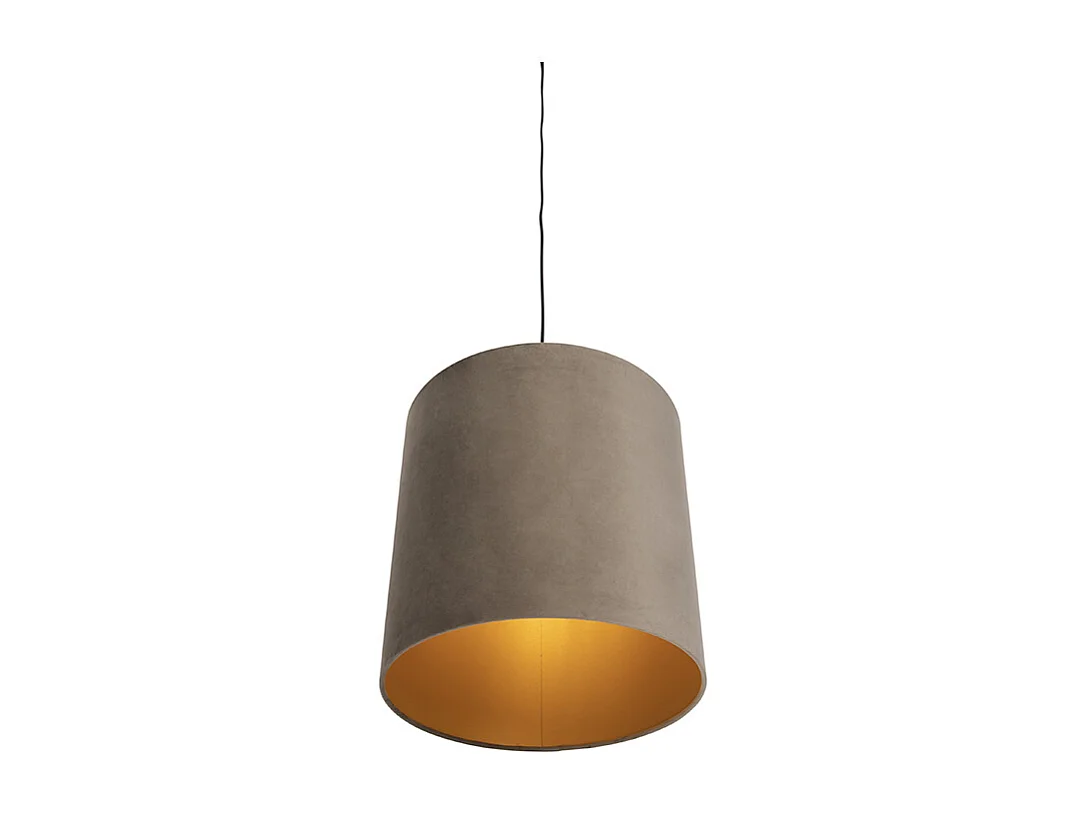 Suspension avec abat-jour velours taupe et or 40 cm - Combi