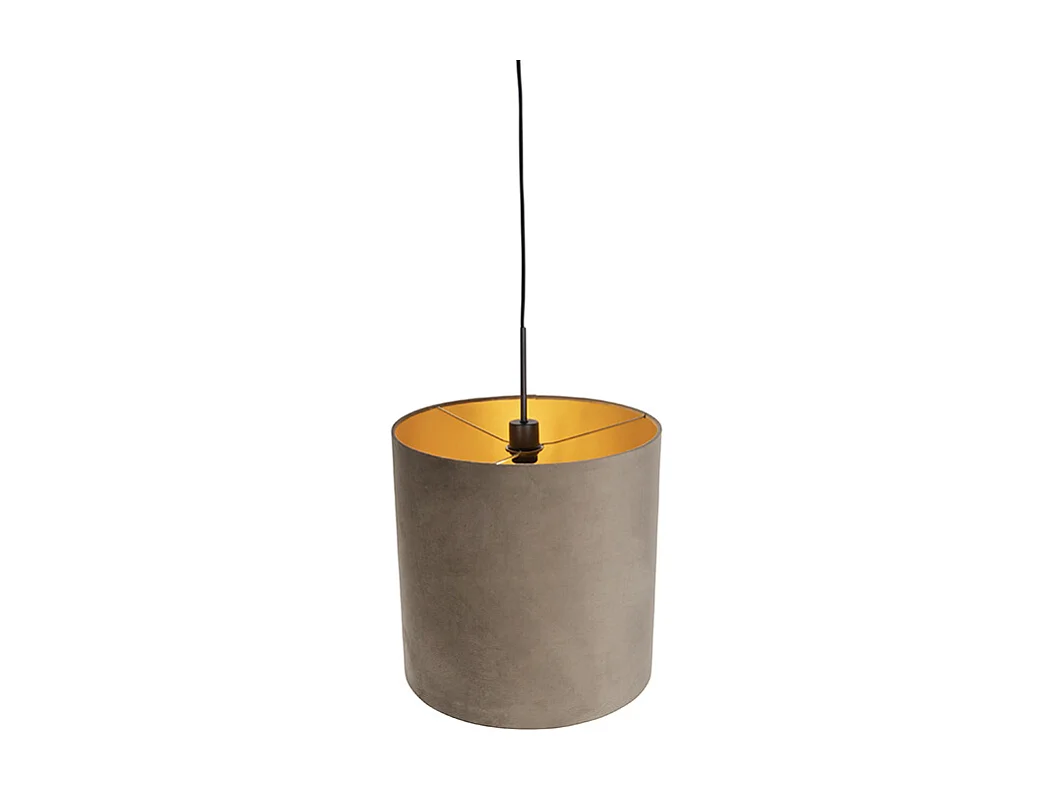 Suspension avec abat-jour velours taupe et or 40 cm - Combi