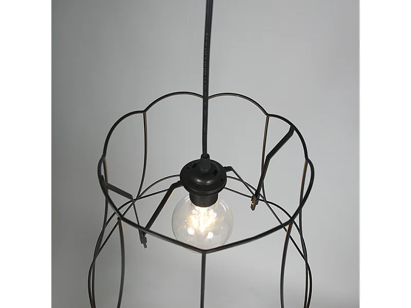 Lampe suspendue rétro noire 40 cm - Granny Frame
