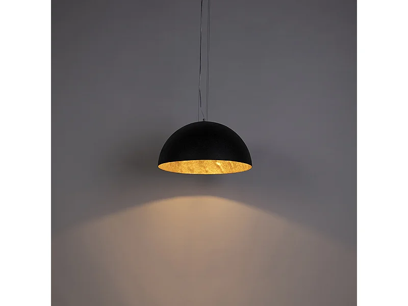 Lampe à suspension industrielle noire avec or 50 cm - Magna