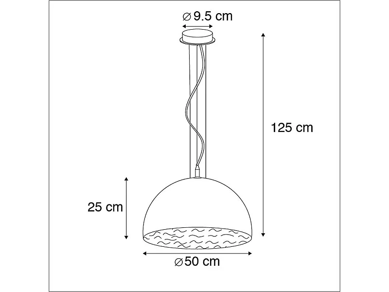 Lampe à suspension industrielle noire avec or 50 cm - Magna