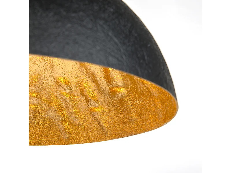 Lampe à suspension industrielle noire avec or 50 cm - Magna