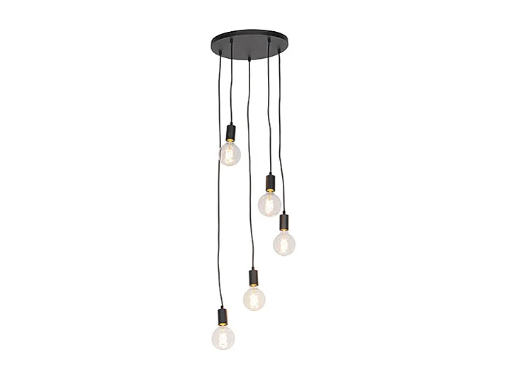 Suspension moderne noire 35 cm 5 lumières - Facil