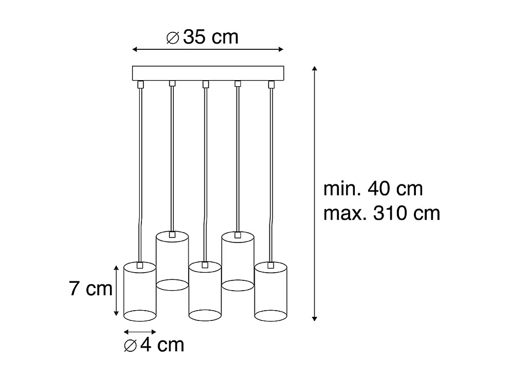 Suspension moderne noire 35 cm 5 lumières - Facil