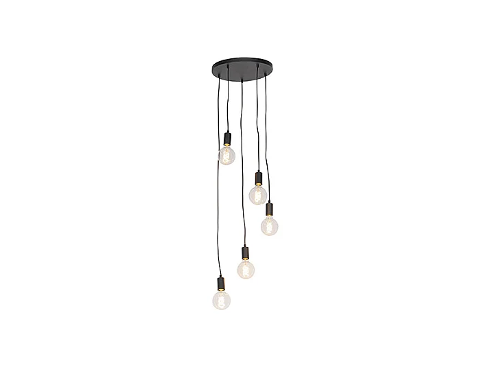 Suspension moderne noire 35 cm 5 lumières - Facil