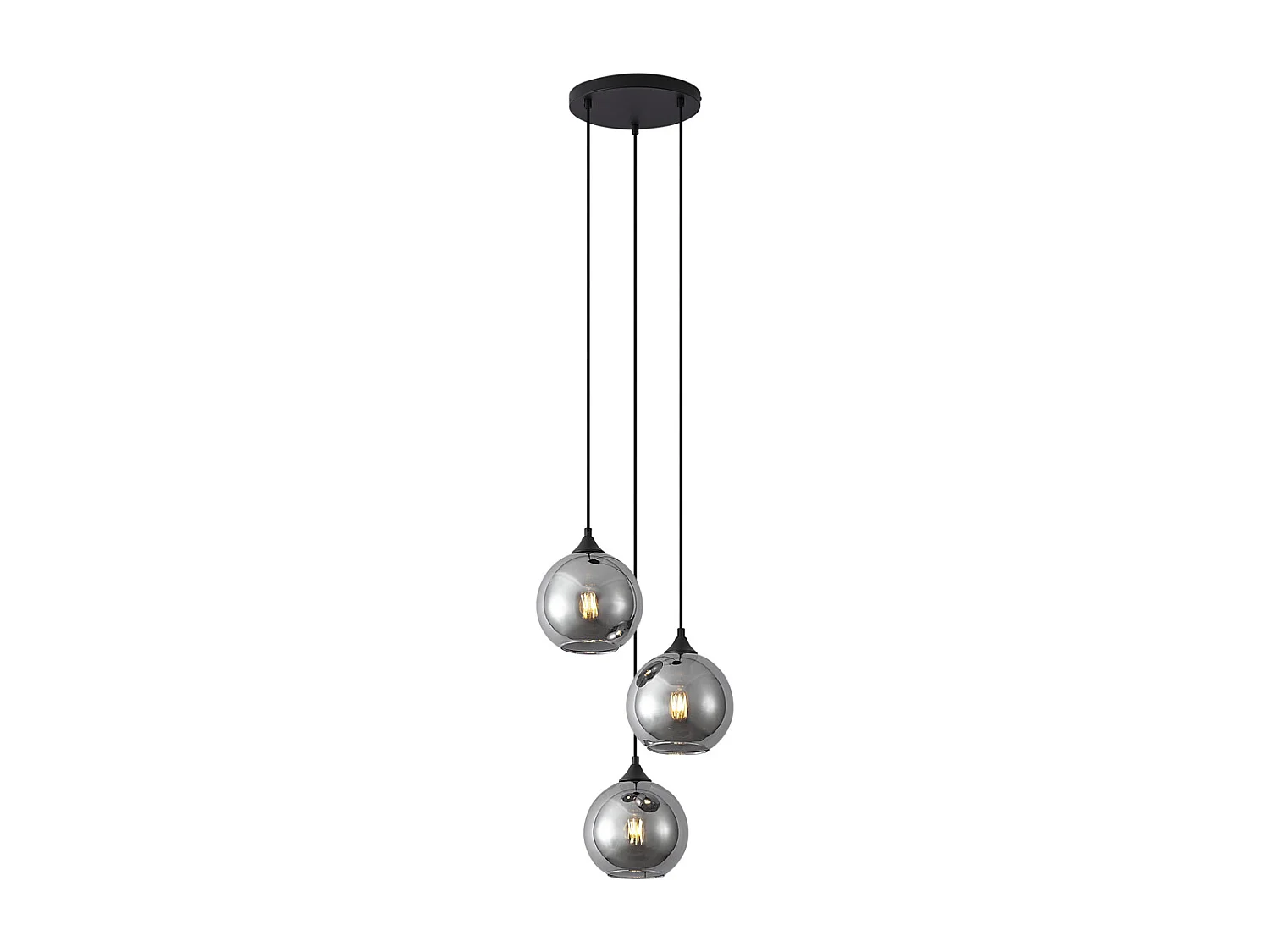 Suspension Art Déco Noire avec Verre Fumé 3 Lumières - Wallace