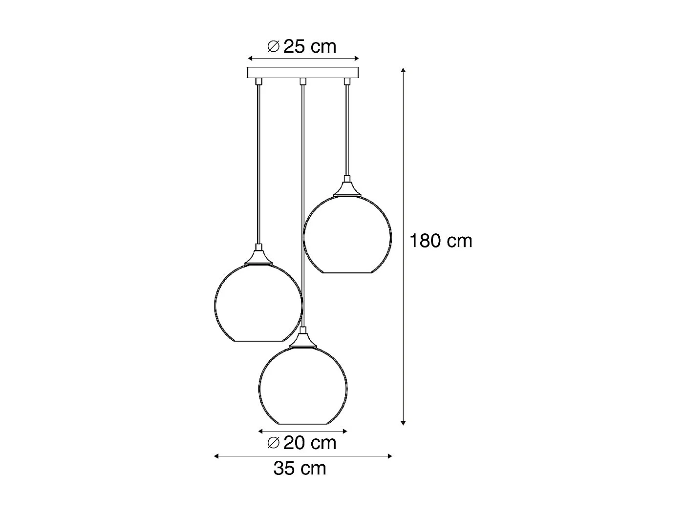 Suspension Art Déco Noire avec Verre Fumé 3 Lumières - Wallace
