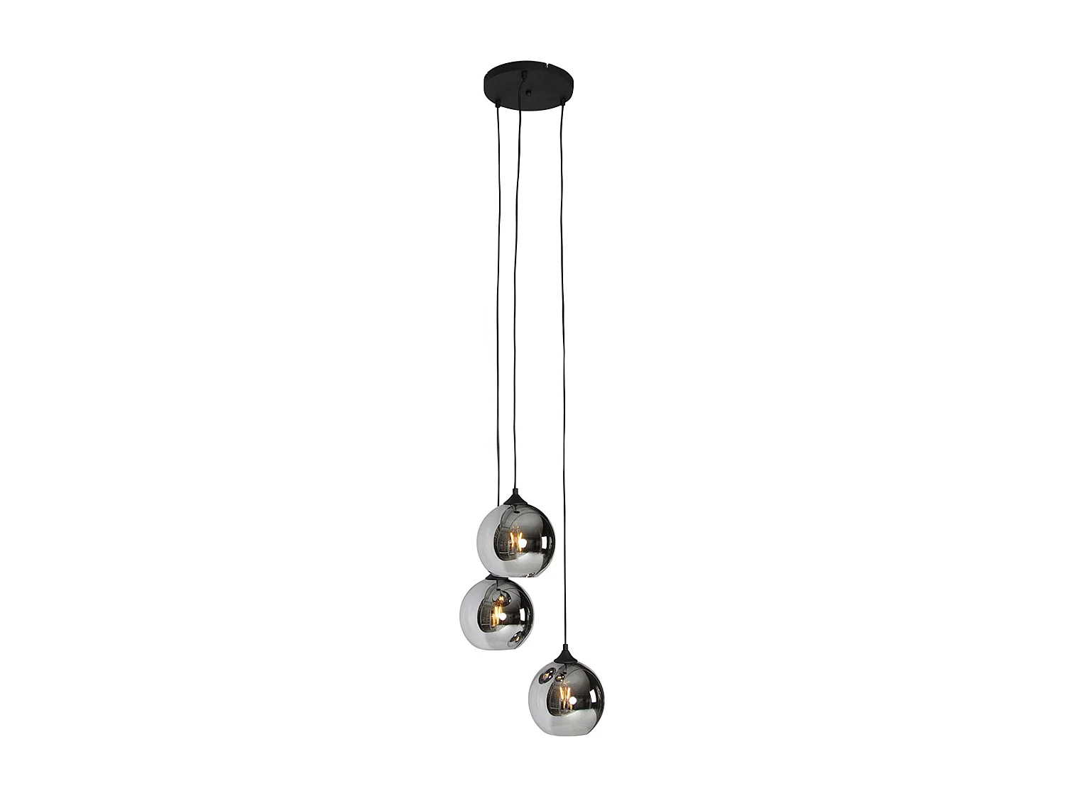 Suspension Art Déco Noire avec Verre Fumé 3 Lumières - Wallace