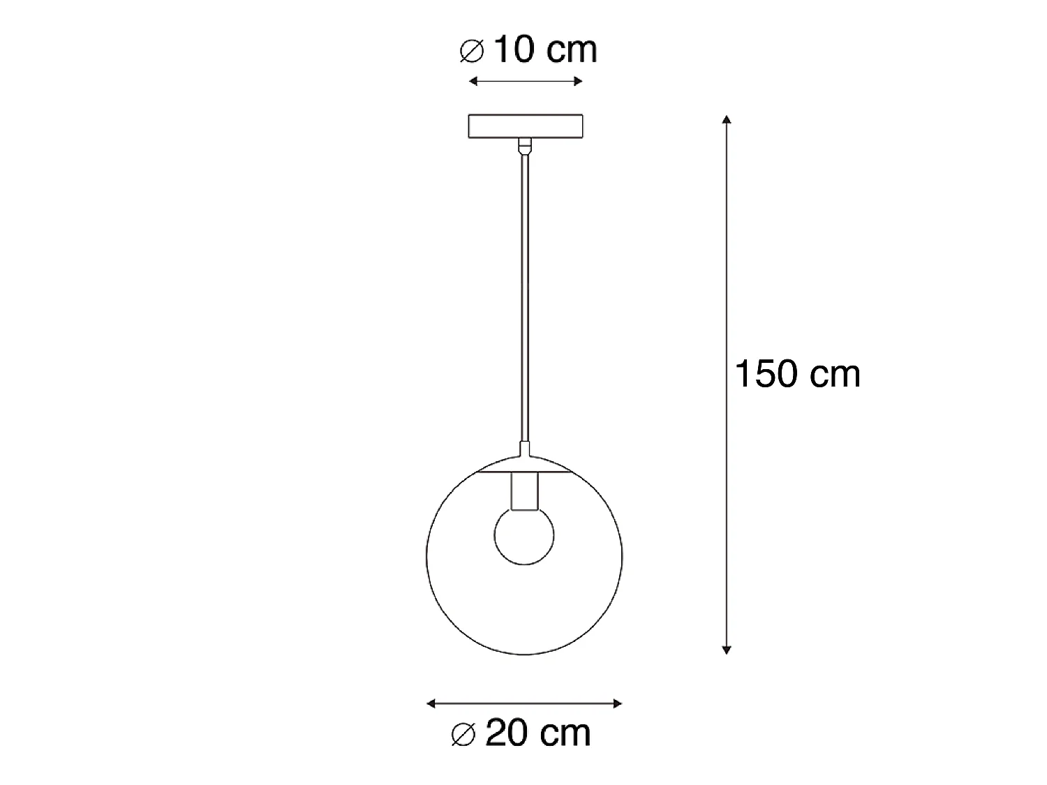 Suspension moderne transparente 20 cm - Pallon