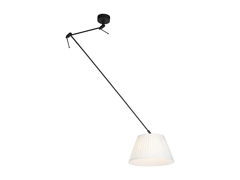 Suspension avec abat-jour plissé crème 35cm - Blitz I noir