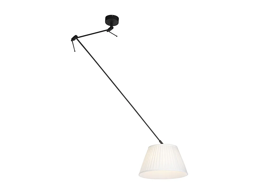 Suspension avec abat-jour plissé crème 35cm - Blitz I noir