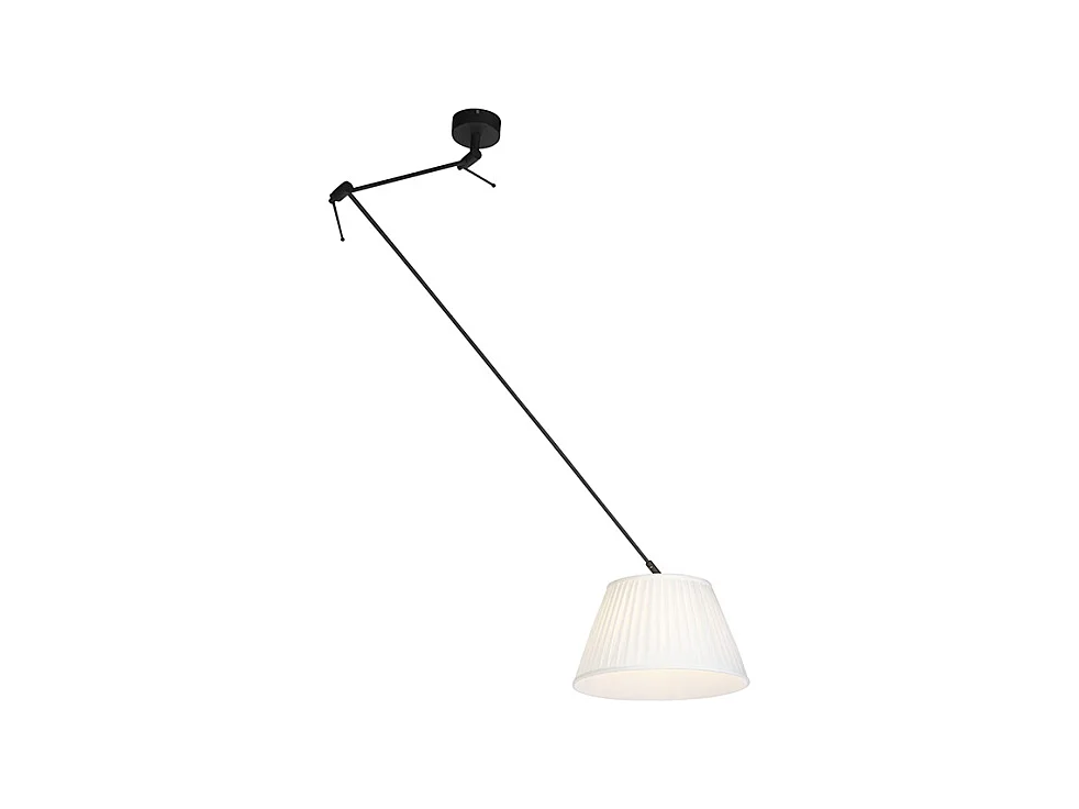 Suspension avec abat-jour plissé crème 35cm - Blitz I noir