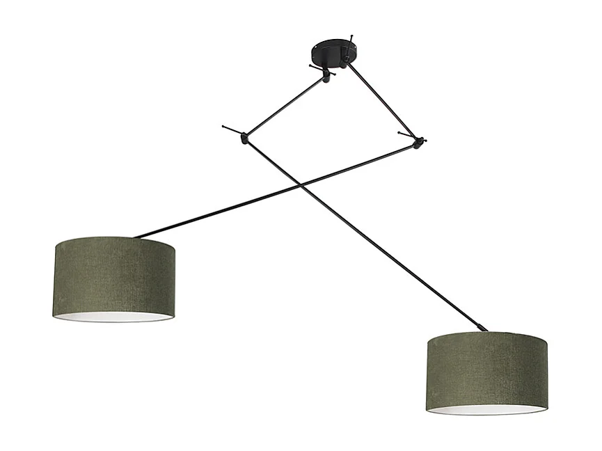 Lampe suspendue noir avec abat-jour 35 cm vert réglable - Blitz II