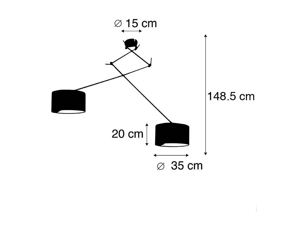 Suspension noire avec abat-jour 35 cm vert réglable 2 lumières - Blitz