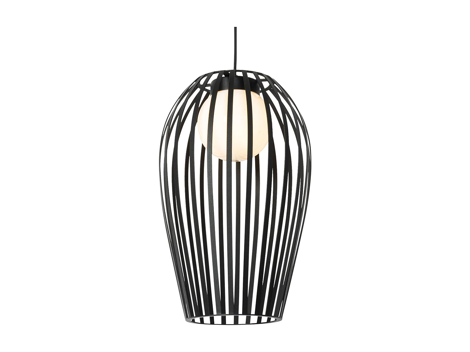 Suspension design noire avec opale IP44 - Angela