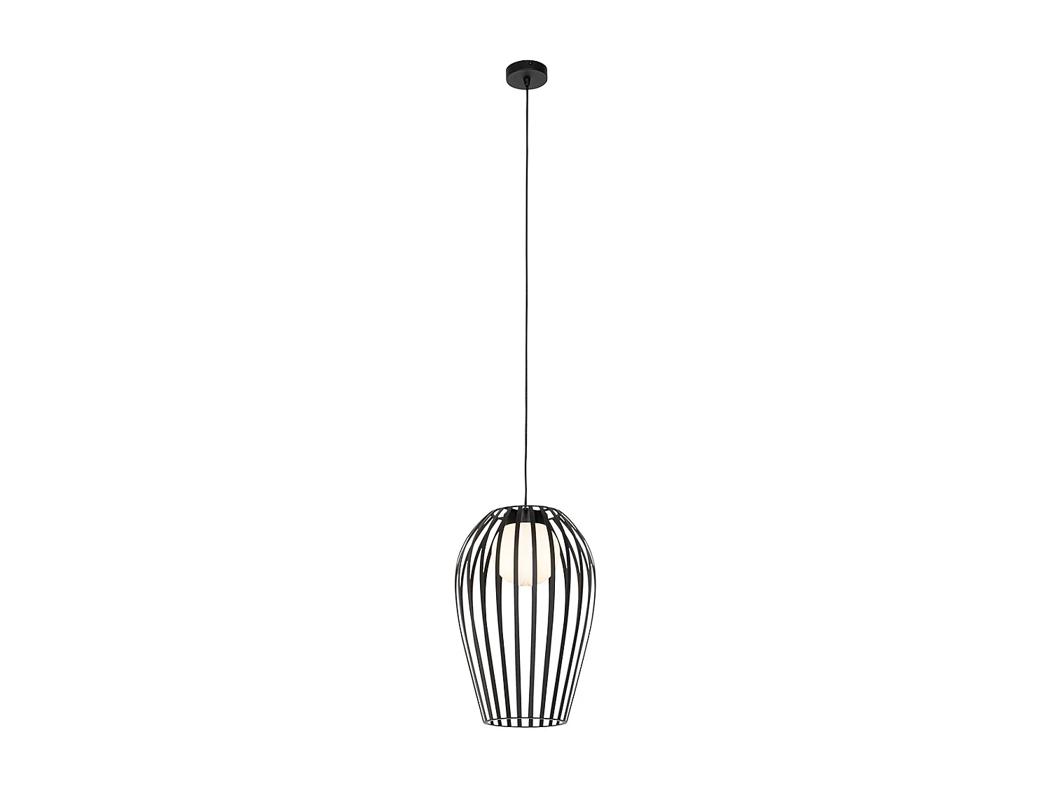 Suspension design noire avec opale IP44 - Angela