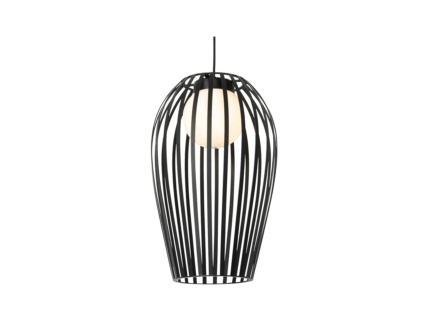 Suspension design noire avec opale IP44 - Angela