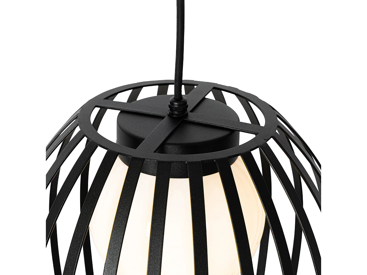 Suspension design noire avec opale - Angela