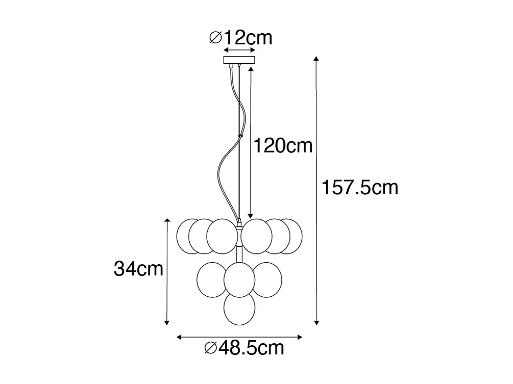 Suspension bronze avec verre ambré 13 lumières - Bianca