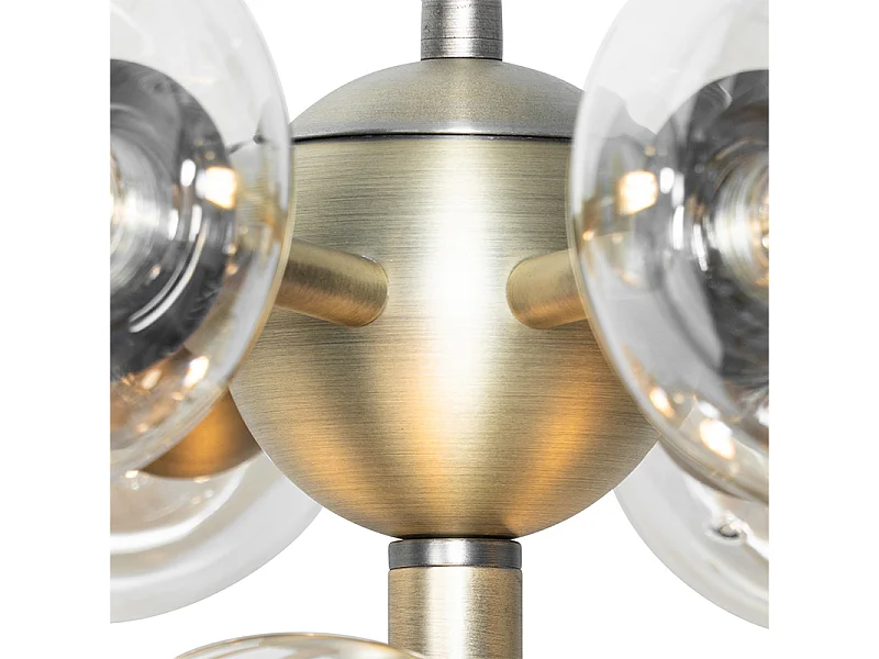 Suspension bronze avec verre ambré 13 lumières - Bianca