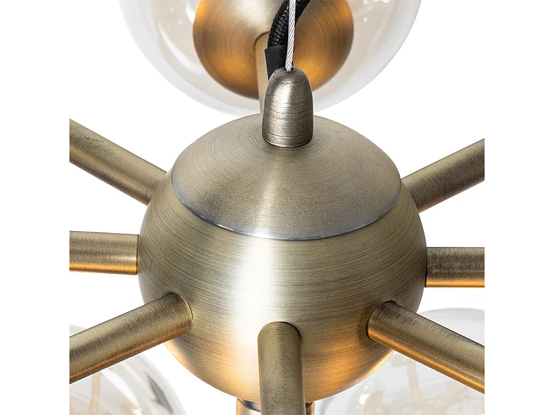 Suspension en bronze avec verre ambré 13 lumières - Bianca