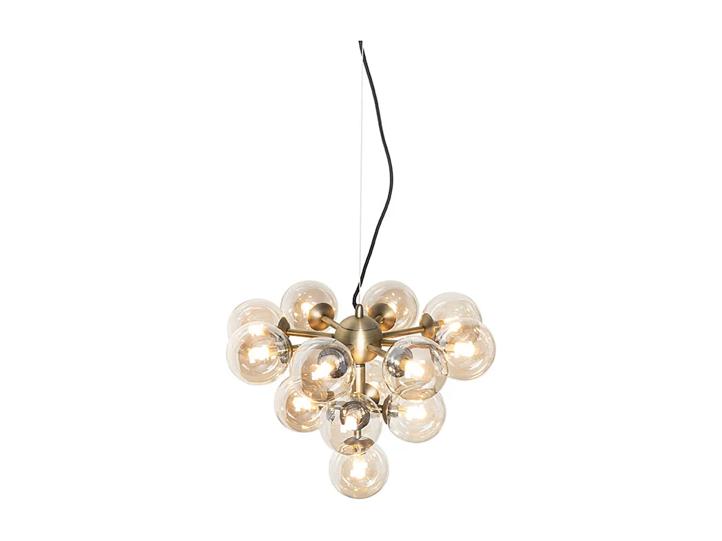 Suspension en bronze avec verre ambré 13 lumières - Bianca