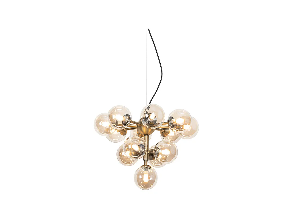 Suspension bronze avec verre ambré 13 lumières - Bianca