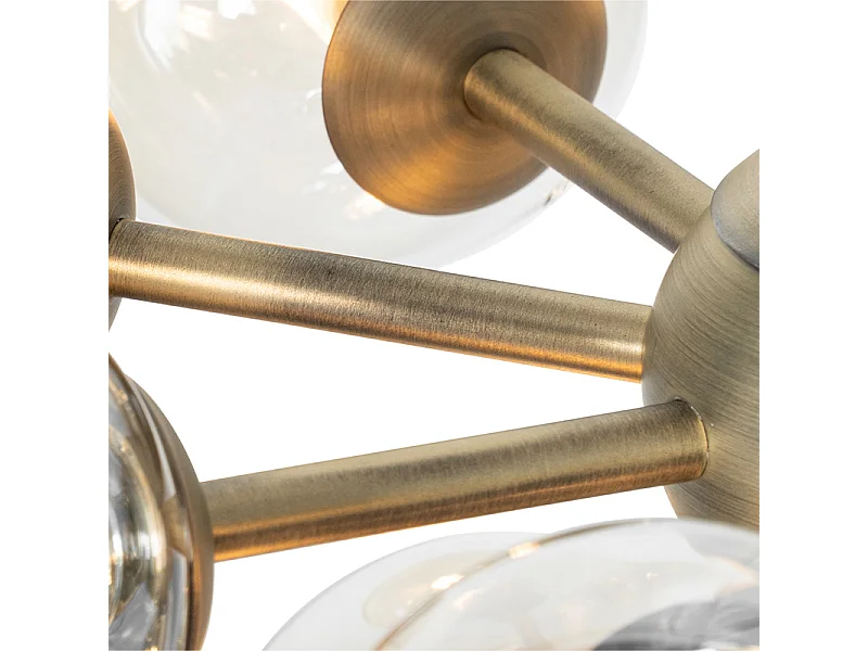 Suspension en bronze avec verre ambré 13 lumières - Bianca