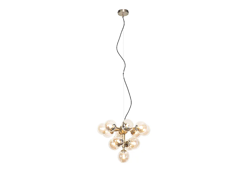 Suspension en bronze avec verre ambré 13 lumières - Bianca