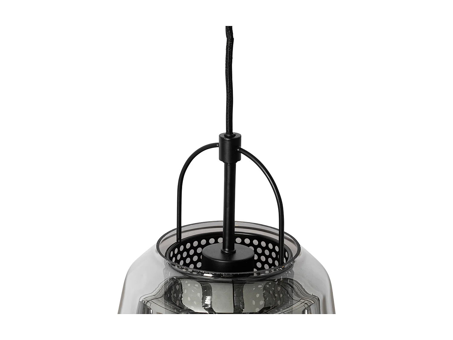 Suspension noire avec verre fumé 23 cm oblongue 3 lumières - Kevin