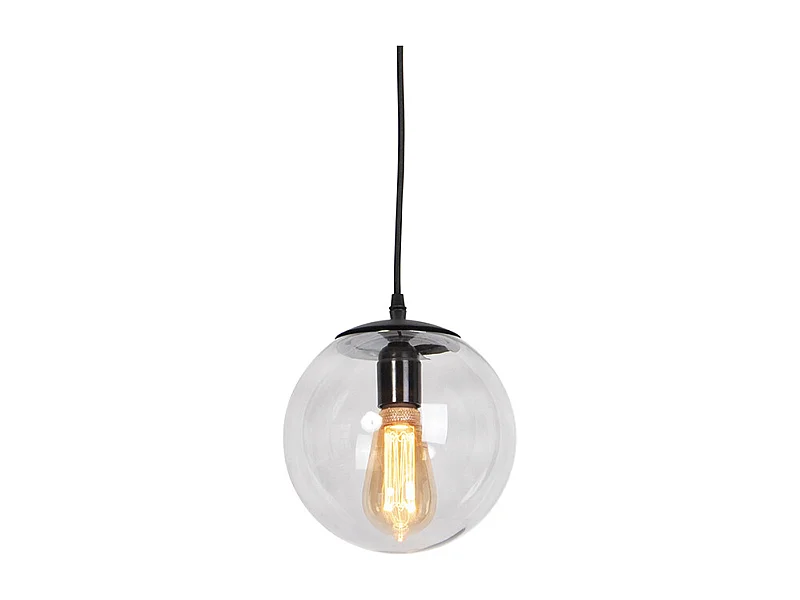 Suspension moderne noire avec verre gris 20cm - Pallon