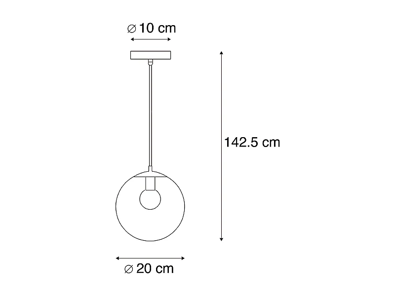 Suspension moderne grise 20 cm - Pallon