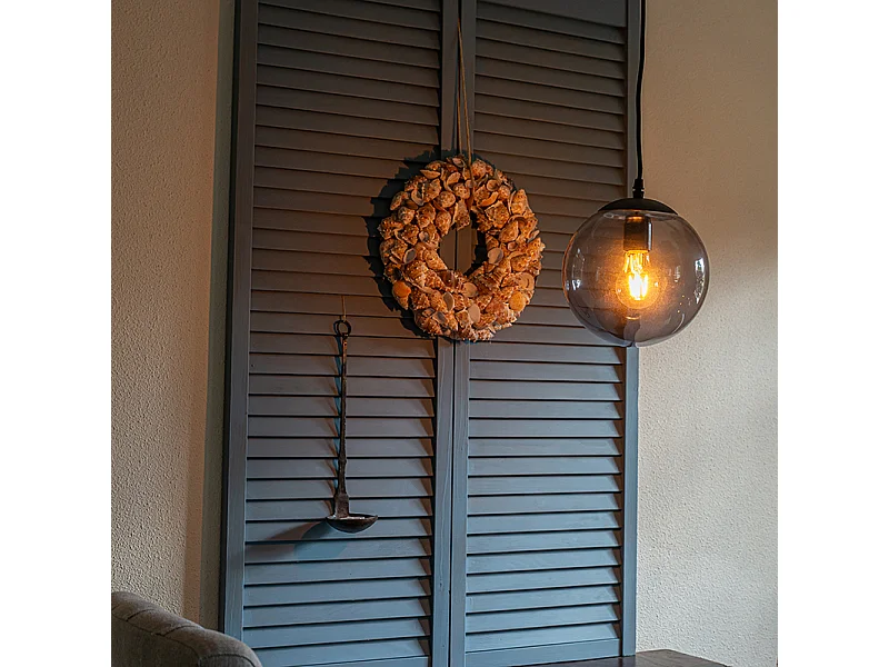 Suspension moderne noire avec verre gris 20cm - Pallon