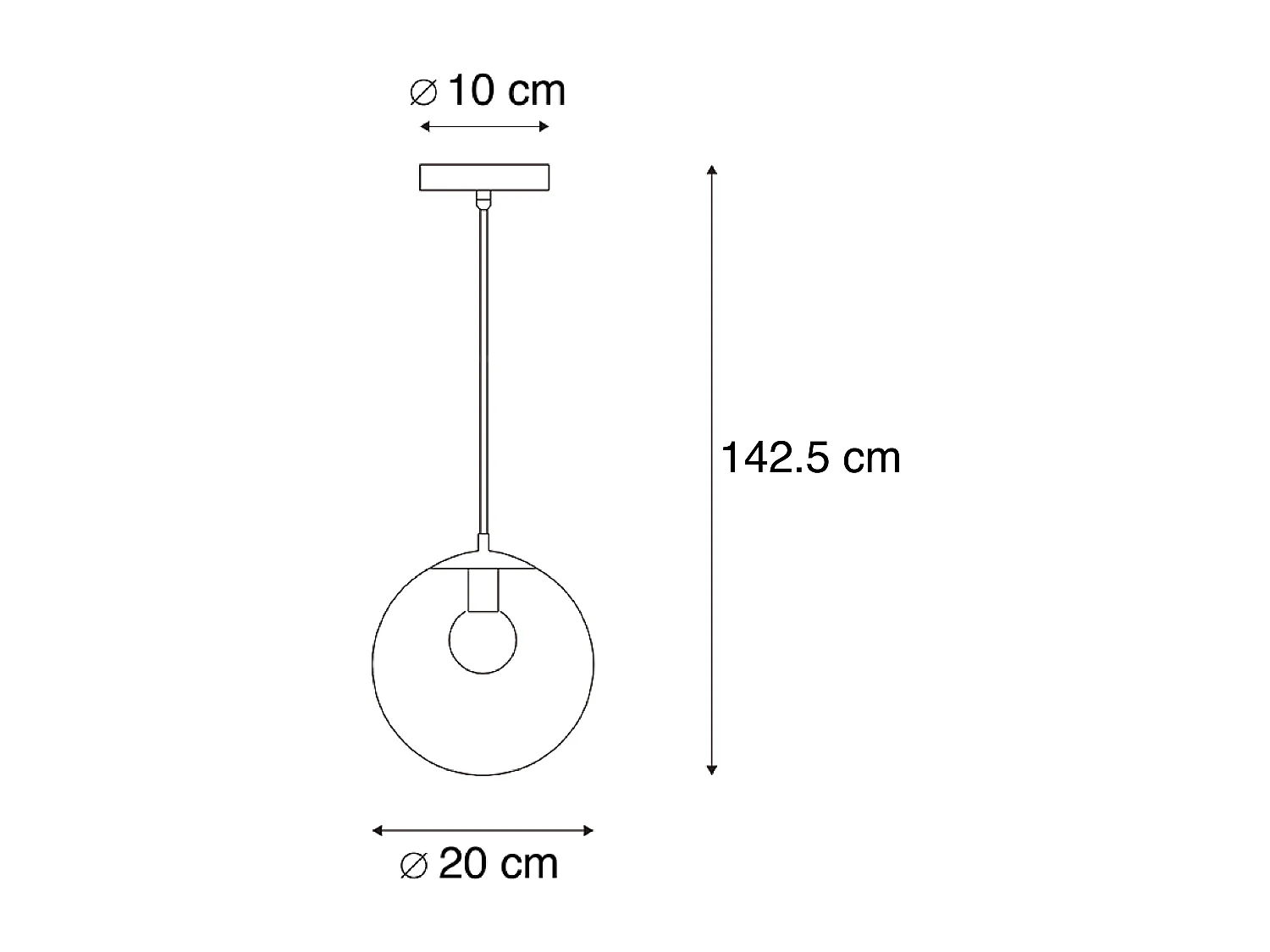 Suspension moderne noire avec verre gris 20cm - Pallon