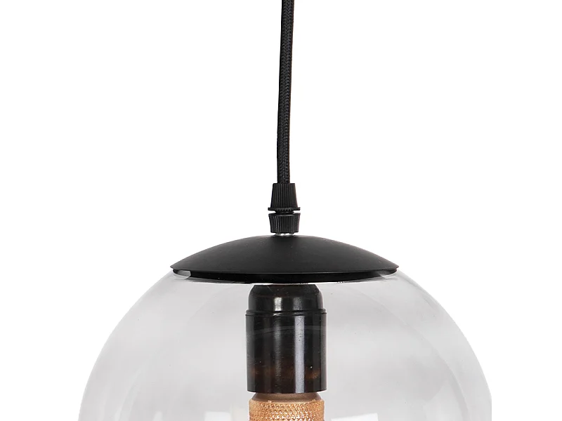Suspension moderne noire avec verre gris 20cm - Pallon