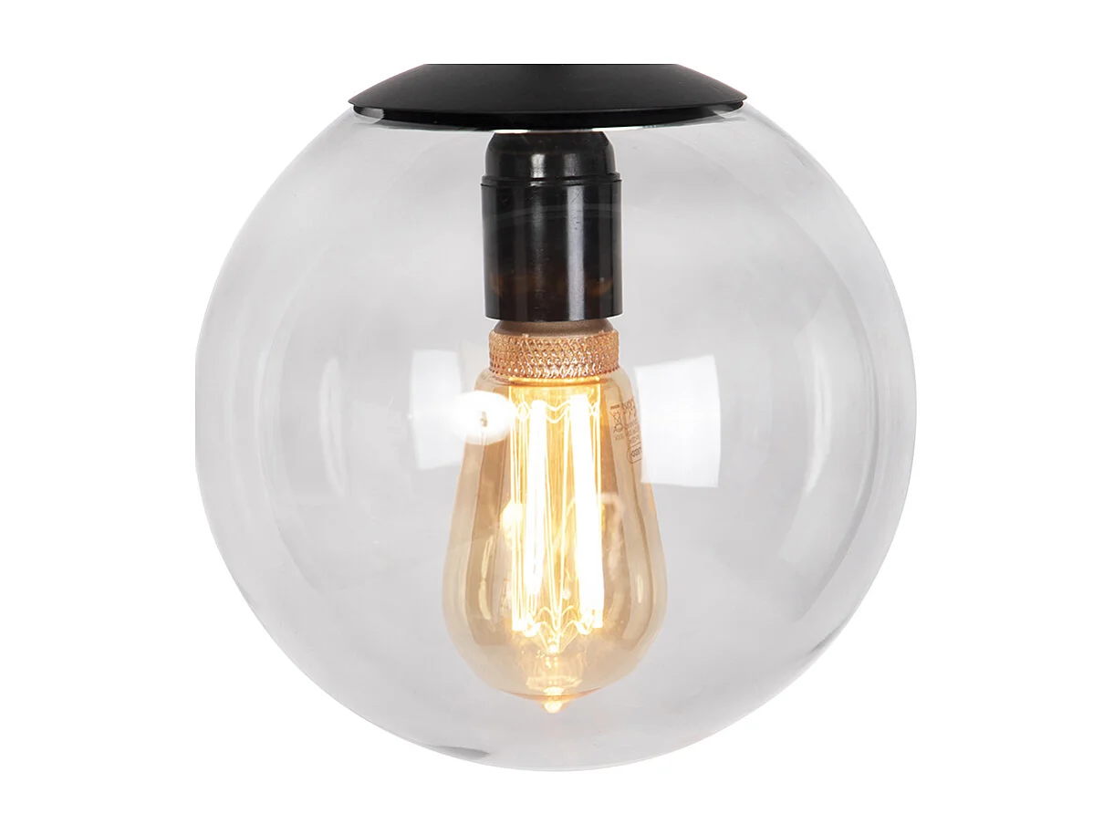 Suspension moderne noire avec verre gris 20cm - Pallon